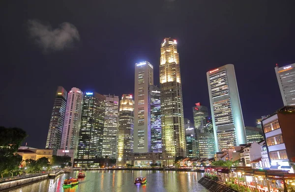 Αστικό Τοπίο Νύχτα Downtwon Σιγκαπούρη — Φωτογραφία Αρχείου