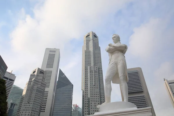Estátua Raffles Paisagem Urbana Singapura — Fotografia de Stock