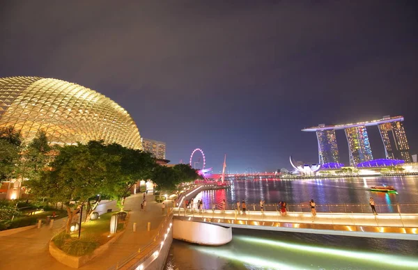 Singapur Noche Centro Ciudad Paisaje — Foto de Stock