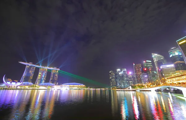 Nachtbild Der Innenstadt Von Singapur — Stockfoto