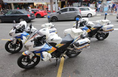 Kuala Lumpur Malezya - 19 Kasım 2018: Malezya Polis motosikleti Kuala Lumpur Malezya