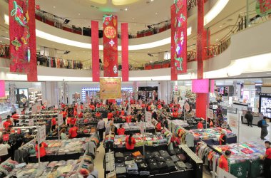 KUALA LUMPUR MALAYSIA - NOVEMBER 21, 2018: Unidentified people visit Sogo shopping mall in Kuala Lumpur Malaysia