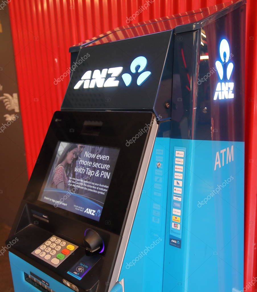 MELBOURNE AUSTRALIA - NOVEMBER 28, 2018: ANZ bank ATM in Melbourne Australia