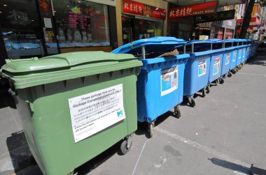 Melbourne Avustralya - 30 Kasım 2018: çöp kutusu toplama Melbourne Avustralya için