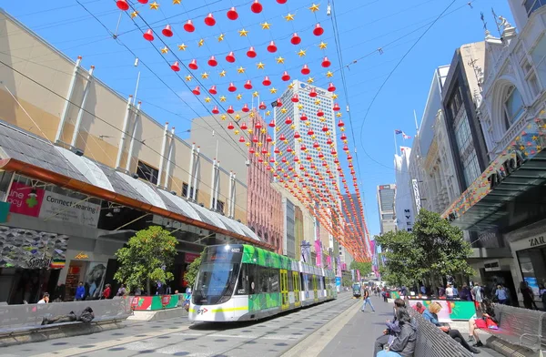 Melbourne Austrália Novembro 2018 Pessoas Não Identificadas Visitam Rua Comercial — Fotografia de Stock