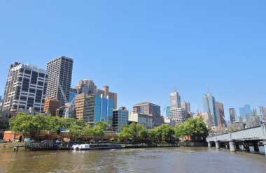 Melbourne Avustralya - 30 Kasım 2018: Southbank cityscape Melbourne Avustralya
