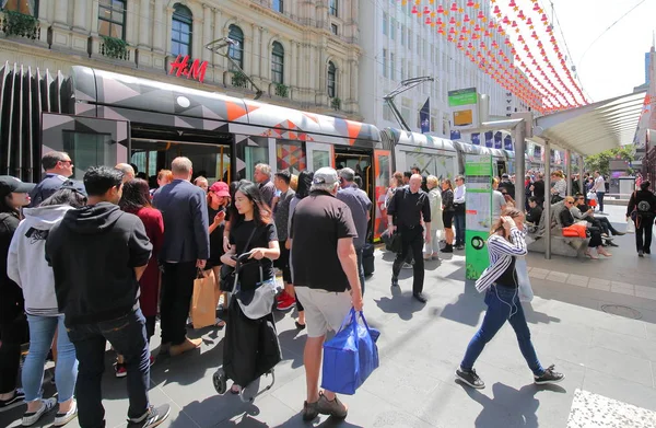 Melbourne Australië November 2018 Niet Geïdentificeerde Mensen Reizen Met Tram — Stockfoto