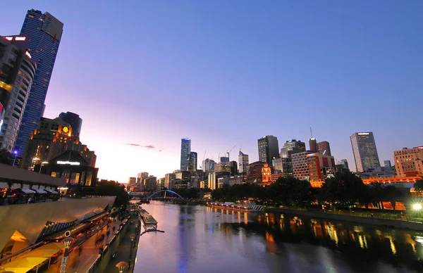Natt Stadsbilden Melbourne Australien — Stockfoto