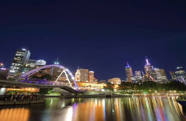 Cidade Noturna Melbourne Austrália — Fotografia de Stock