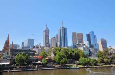 Şehir merkezindeki cityscape Melbourne Avustralya