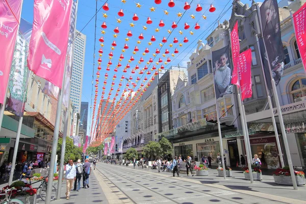 Melbourne Australië December 2018 Niet Geïdentificeerde Mensen Bezoek Bourke Street — Stockfoto