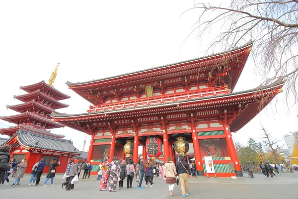 Tóquio Japão Dezembro 2018 Pessoas Não Identificadas Visitam Templo Sensoji — Fotografia de Stock