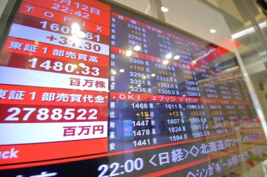 Tokyo Japonya - 12 Aralık 2018: Japon borsa endeksi Japonya