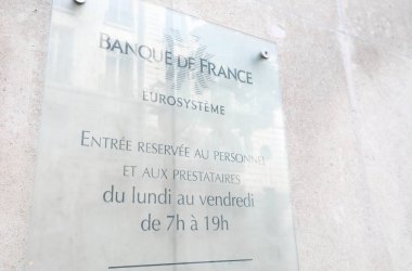 Paris Fransa - 22 Mayıs 2019: Bank of France hükümet departmanı.