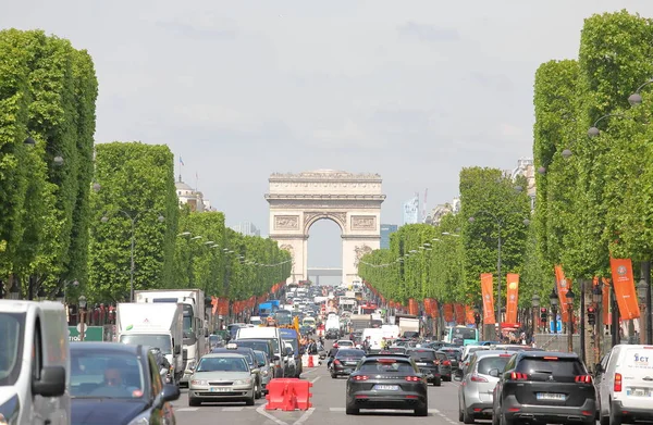 Paris France Május 2019 Forgalmi Dugó Champs Elysees Utcában Párizs — Stock Fotó