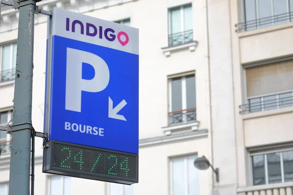 Paris France May 2019 Indigo Car Parking Sign Paris France — Stock Photo, Image