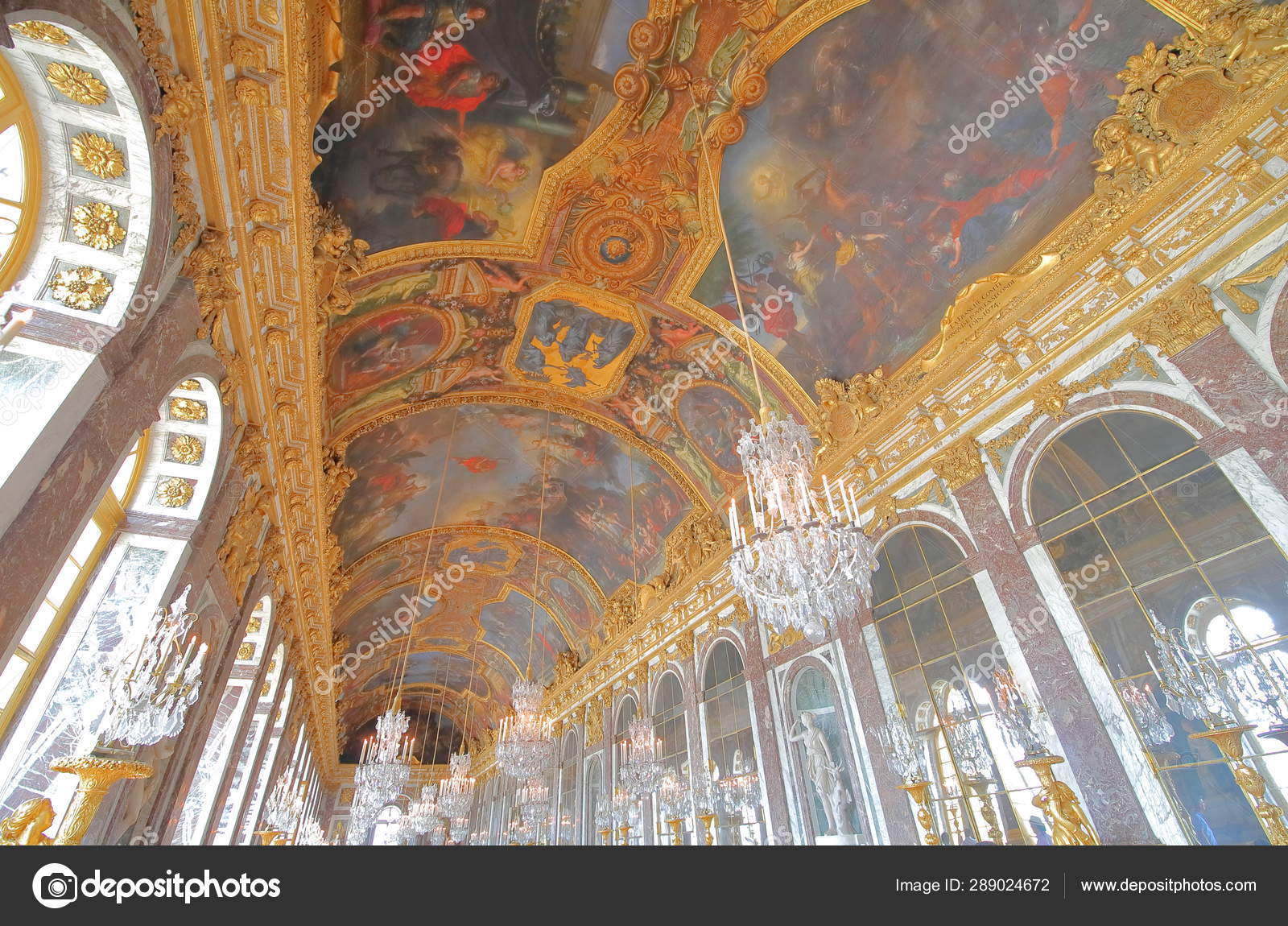 Paris France May 2019 Versailles Palace Hall Mirrors Historical