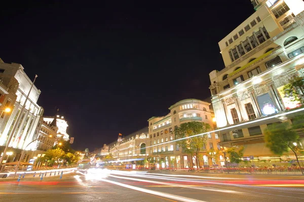 Madrid Historisch Gebouw Night Cityscape Spanje — Stockfoto
