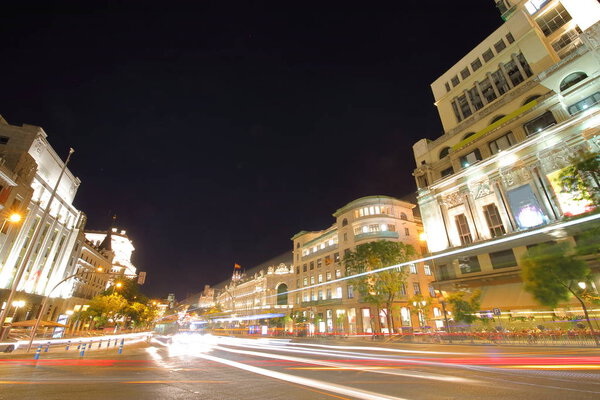 Madrid historical building night cityscape Spain