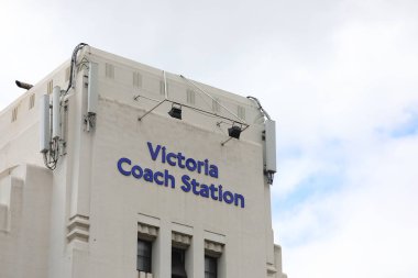 Londra İngiltere - 31 Mayıs 2019: Victoria otobüs terminali Londra İngiltere