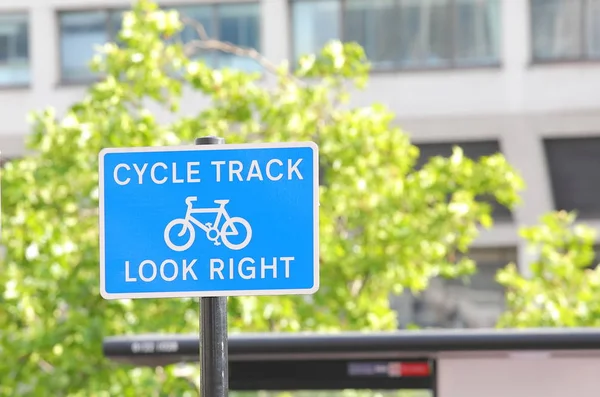 Cycle track sign London UK
