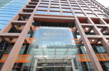 Londra İngiltere - 2 Haziran 2019: Docklands London Uk'deki Morgan Stanley şirket ofisi