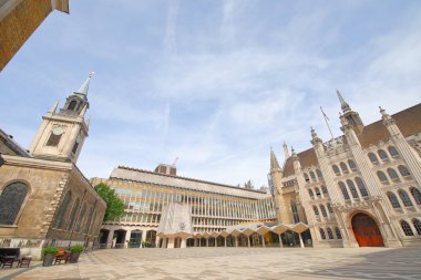 Londra İngiltere - 2 Haziran 2019: Guildhall yard ve Polis müzesi Londra İngiltere