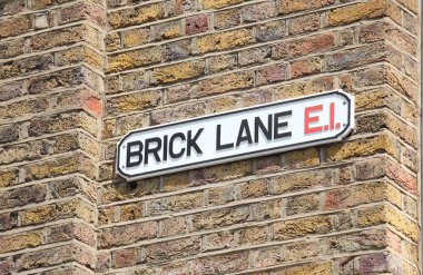 Brick Lane sokak işareti Londra İngiltere