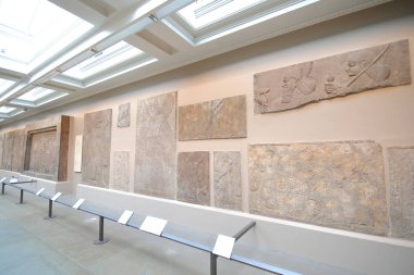 Londra İngiltere - 3 Haziran 2019: British Museum London Uk'de Mısır antik oyma sergisi