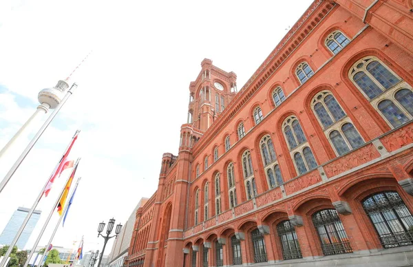 Rotes Rathaus Red Belediye Binası Berlin Almanya — Stok fotoğraf