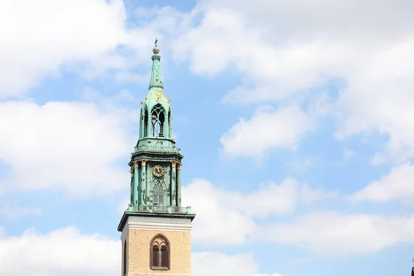 Marienkirche Kilise Saat Kulesi Berlin Almanya — Stok fotoğraf