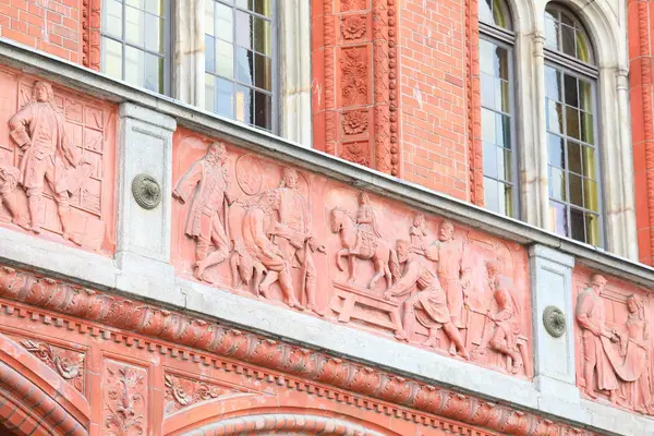 Rotes Rathaus Kırmızı Belediye Binası Externe Duvar Berlin Almanya — Stok fotoğraf