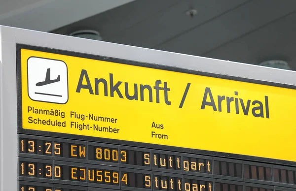 Berlin Germany June 2019 Flight Arrival Schedule Board Tegel Airport — Stock Photo, Image