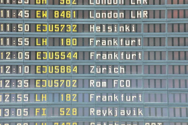 Berlin Germany June 2019 Flight Departure Schedule Board Tegel Airport — Stock Photo, Image