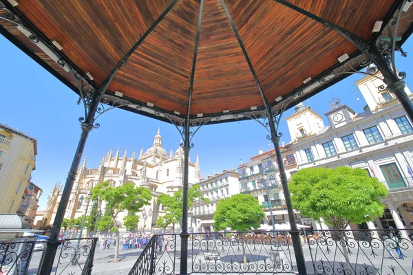 Segovia Spanje Mei 2019 Ongeïdentificeerde Mensen Bezoek Plaza Mayor Square — Stockfoto