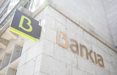 Segovia Spain - 29 Mayıs 2019: Bankia banka şirketi İspanya