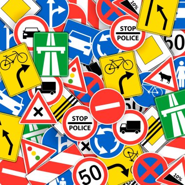 Dikişsiz desen vektör çizim komik tasarımı ile yol işaretleri-.