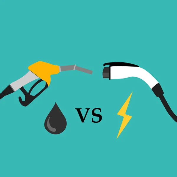 Ilustração do carro elétrico e conceito de combate ao combustível . —  Vetores de Stock