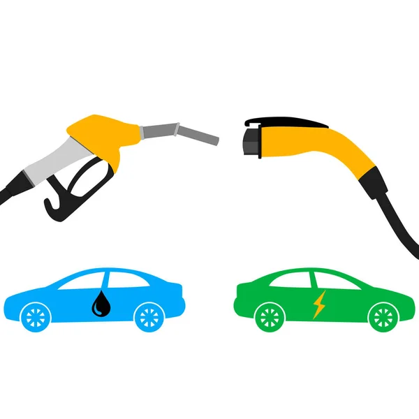 전기 자동차와 연료 싸움 컨셉의 그림. — 스톡 벡터