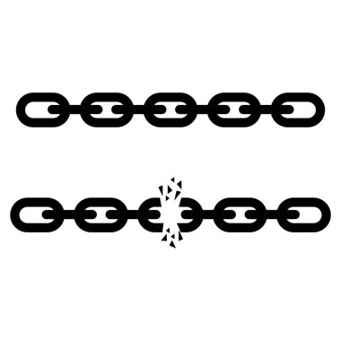 Kırık çelik zincir bağlantılar özgürlük vektör kavramı. Bozulma güçlü çelik illüstrasyon.