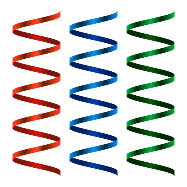 Kolorowe wstążki dla ikony dekoracji białe tło. Ilustracja wektorowa serpentynach — Wektor stockowy