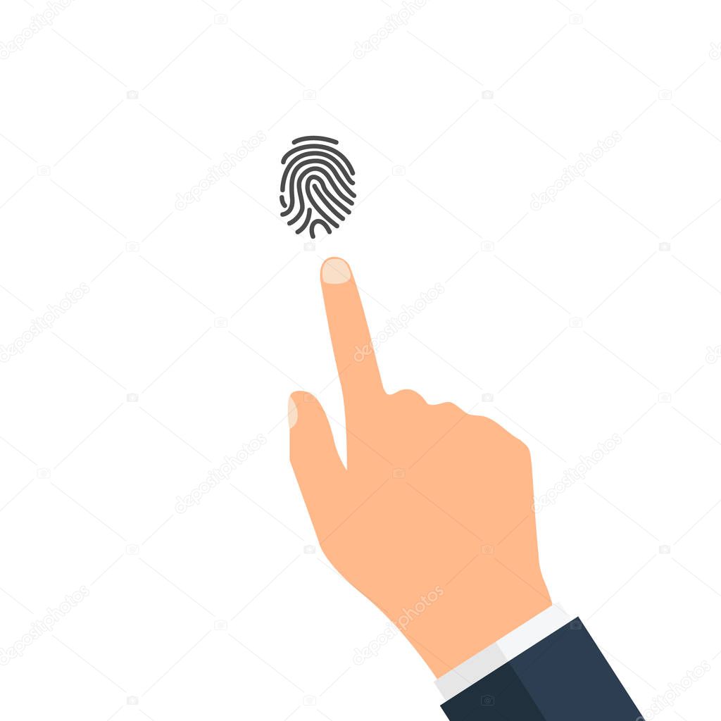 Fingerprint icon identification isolated on white background.