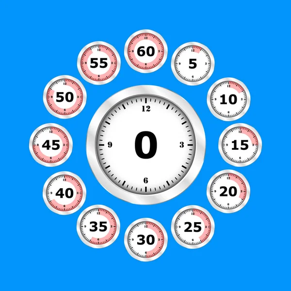 Time clock icon set flat design, vector illustration. — Stock Vector