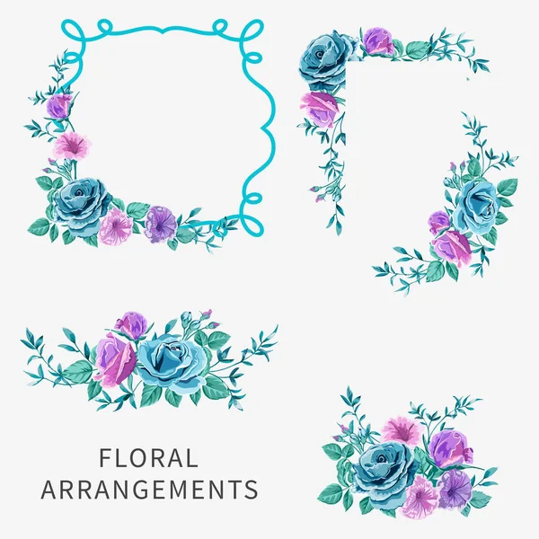 Ensemble d'arrangements avec des roses — Image vectorielle