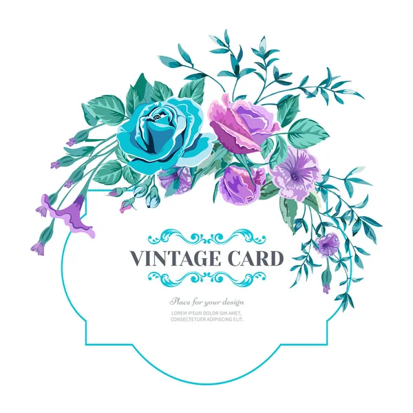 Vector Floral Background Wedding Tarjeta Con Marco Redondo Dibujo Botánico — Archivo Imágenes Vectoriales