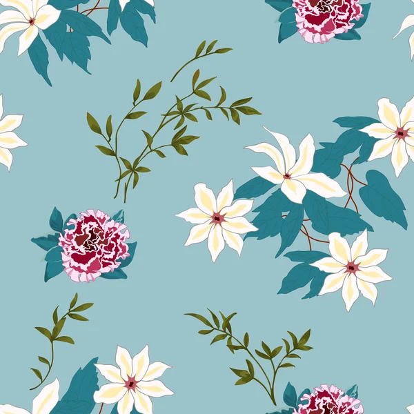 Hintergrund mit Blumen und Blättern — Stockvektor