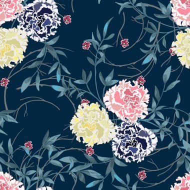 arkaplanda çiçekler ve yapraklar