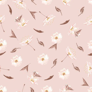 arkaplanda çiçekler ve yapraklar