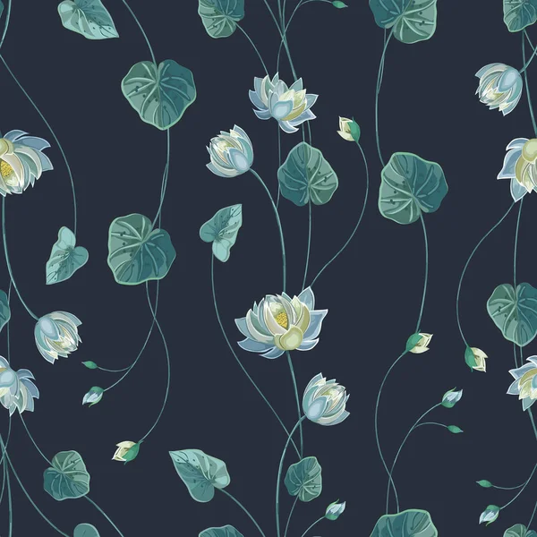 floral background with lotus flower and green leaves