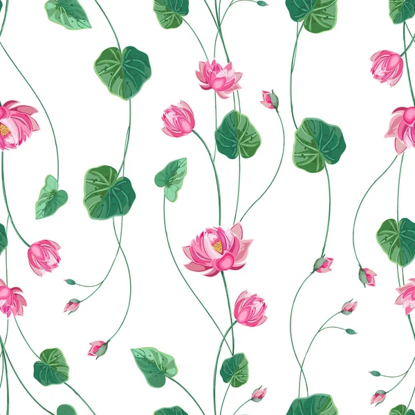 Fondo floral con flor de loto y hojas verdes — Vector de stock